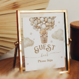 テディベアバルーンベビーシャワーゲストブック ポスター