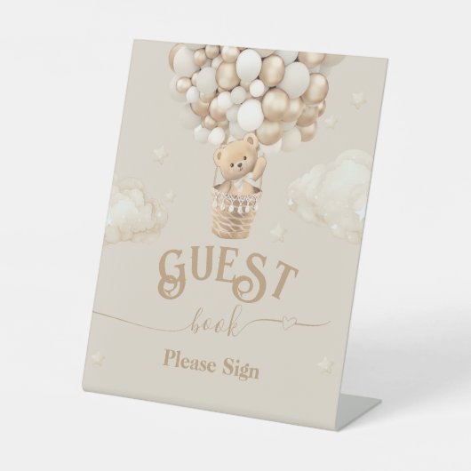 テディベアバルーンベビーシャワーゲストブック 台座サイン (正面)