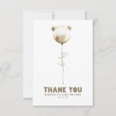 テディベアバルーンベビーシャワー小さいありがとう サンキューカード (正面)