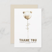 テディベアバルーンベビーシャワー小さいありがとう サンキューカード (正面/裏面)