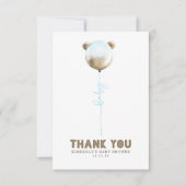 テディベアバルーンベビーシャワー小さいありがとう サンキューカード (正面)