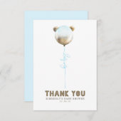 テディベアバルーンベビーシャワー小さいありがとう サンキューカード (正面/裏面)