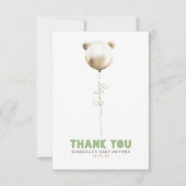 テディベアバルーンベビーシャワー小さいありがとう サンキューカード (正面)
