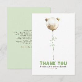 テディベアバルーンベビーシャワー小さいありがとう サンキューカード