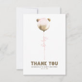 テディベアバルーンベビーシャワー小さいありがとう サンキューカード (正面)
