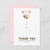 テディベアバルーンベビーシャワー小さいありがとう サンキューカード (正面/裏面)