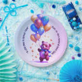 テディベアバルーンベビーシャワー紙プレート ペーパープレート (パーティー)