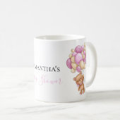 テディベアバルーンホワイトピンクコーヒーマグ コーヒーマグカップ (正面右)