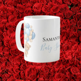 テディベアバルーンホワイトブルーコーヒーマグ コーヒーマグカップ