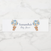 テディベアバルーンホワイトブルーベビーシャワー ペットボトルラベル (シングルラベル)