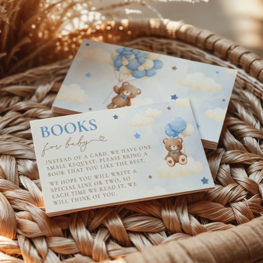 テディベアバルーンボーイブックベビーカード エンクロージャーカード