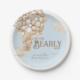テディベアバルーンボーイブルーベビーシャワー ペーパープレート
