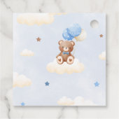 テディベアバルーンボーイベビーシャワーメッセージカード フェイバータグ (裏面)