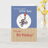 テディベアバルーンボーイ誕生日 カード (黄色い花)