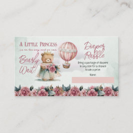 テディベアバルーン女の子バーリーウェイオムツラッフル エンクロージャーカード