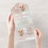 テディベアバルーン女の子Bearly待ち赤ちゃんシャワー オールインワン招待状 (貼ってはがせる)