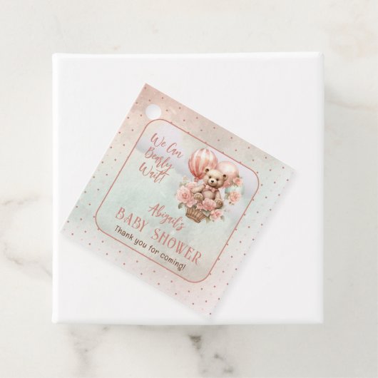 テディベアバルーン女の子Bearly待ち赤ちゃんシャワー フェイバータグ (インサイチュ)