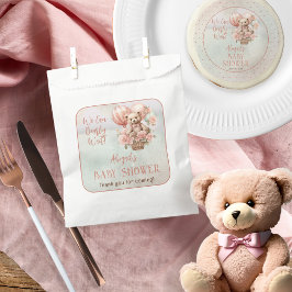 テディベアバルーン女の子Bearly待ち赤ちゃんシャワー フェイバーバッグ