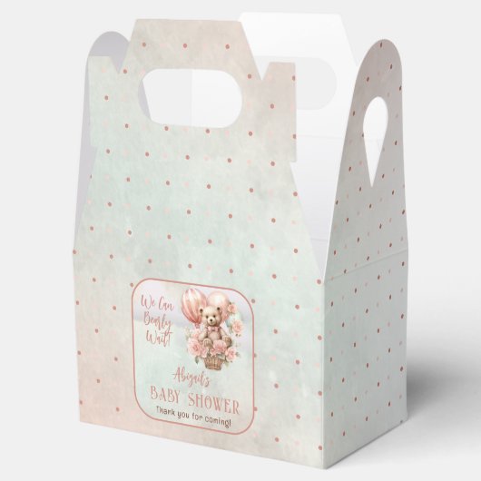 テディベアバルーン女の子Bearly待ち赤ちゃんシャワー フェイバーボックス (オープン)