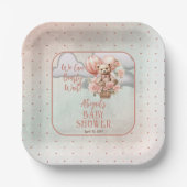 テディベアバルーン女の子Bearly待ち赤ちゃんシャワー ペーパープレート (正面)