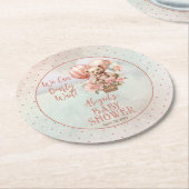 テディベアバルーン女の子Bearly待ち赤ちゃんシャワー ラウンドペーパーコースター (アングル)