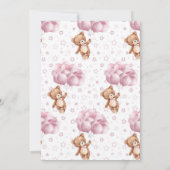テディベアバルーン女の子Bearly待ち赤ちゃんシャワー 招待状 (裏面)