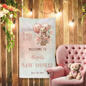 テディベアバルーン女の子Bearly待ち赤ちゃんシャワー 横断幕