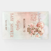 テディベアバルーン女の子Bearly待ち赤ちゃんシャワー 横断幕 (横)