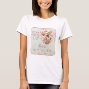 テディベアバルーン女の子Bearly待ち赤ちゃんシャワー Tシャツ