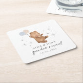 テディベアバルーン性別の表示 スクエアペーパーコースター (アングル)