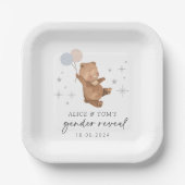 テディベアバルーン性別の表示 ペーパープレート (正面)