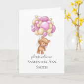 テディベアバルーン招待状 カード (黄色い花)