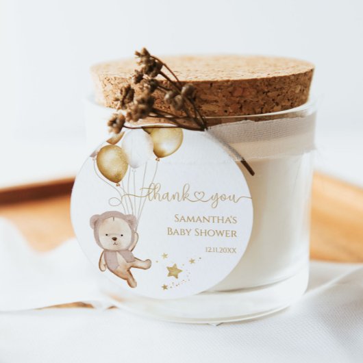 テディベアバルーン星ベビーシャワーBoho フェイバータグ