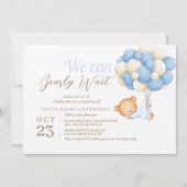 テディベアバルーン水彩男の赤ちゃんシャワー 招待状 (正面)