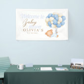 テディベアバルーン水彩赤ちゃんシャワーへようこそ 横断幕 (トレードショー)