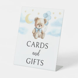 テディベアバルーン男の赤ちゃんシャワーカードギフト 台座サイン