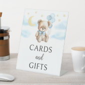 テディベアバルーン男の赤ちゃんシャワーカードギフト 台座サイン (インサイチュ)