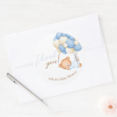 テディベアバルーン男の赤ちゃんシャワーサンキュー ラウンドシール (封筒)