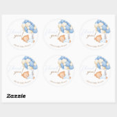 テディベアバルーン男の赤ちゃんシャワーサンキュー ラウンドシール (シート)