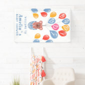 テディベアバルーン男の赤ちゃんベビーシャワー背景 横断幕 (インサイチュ)