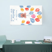 テディベアバルーン男の赤ちゃんベビーシャワー背景 横断幕 (トレードショー)