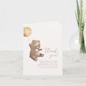 テディベアバルーン男女兼用ベビーシャワー サンキューカード (正面)