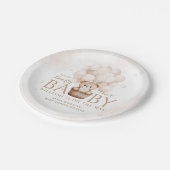 テディベアバルーン男女兼用ベビーシャワー ペーパープレート (アングル)