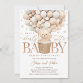 テディベアバルーン男女兼用ベビーシャワー 招待状 (正面)