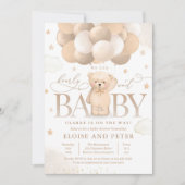 テディベアバルーン男女兼用ベビーシャワー 招待状 (正面)