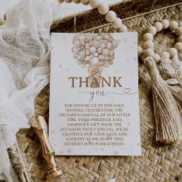 テディベアバルーン白い子鹿の赤ちゃんシャワー サンキューカード