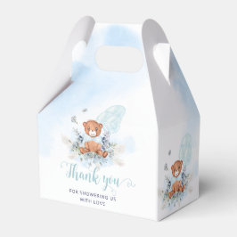 テディベアバルーン真珠のように待つ青い赤ちゃんシャワー フェイバーボックス
