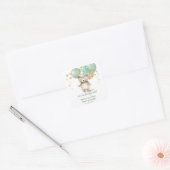 テディベアバルーン緑の金ゴールド赤ちゃんシャワー スクエアシール (封筒)