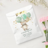 テディベアバルーン緑の金ゴールド赤ちゃんシャワー フェイバーバッグ (封をした状態)