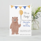 テディベアバルーン誕生日招待状 招待状 (スタンド正面)